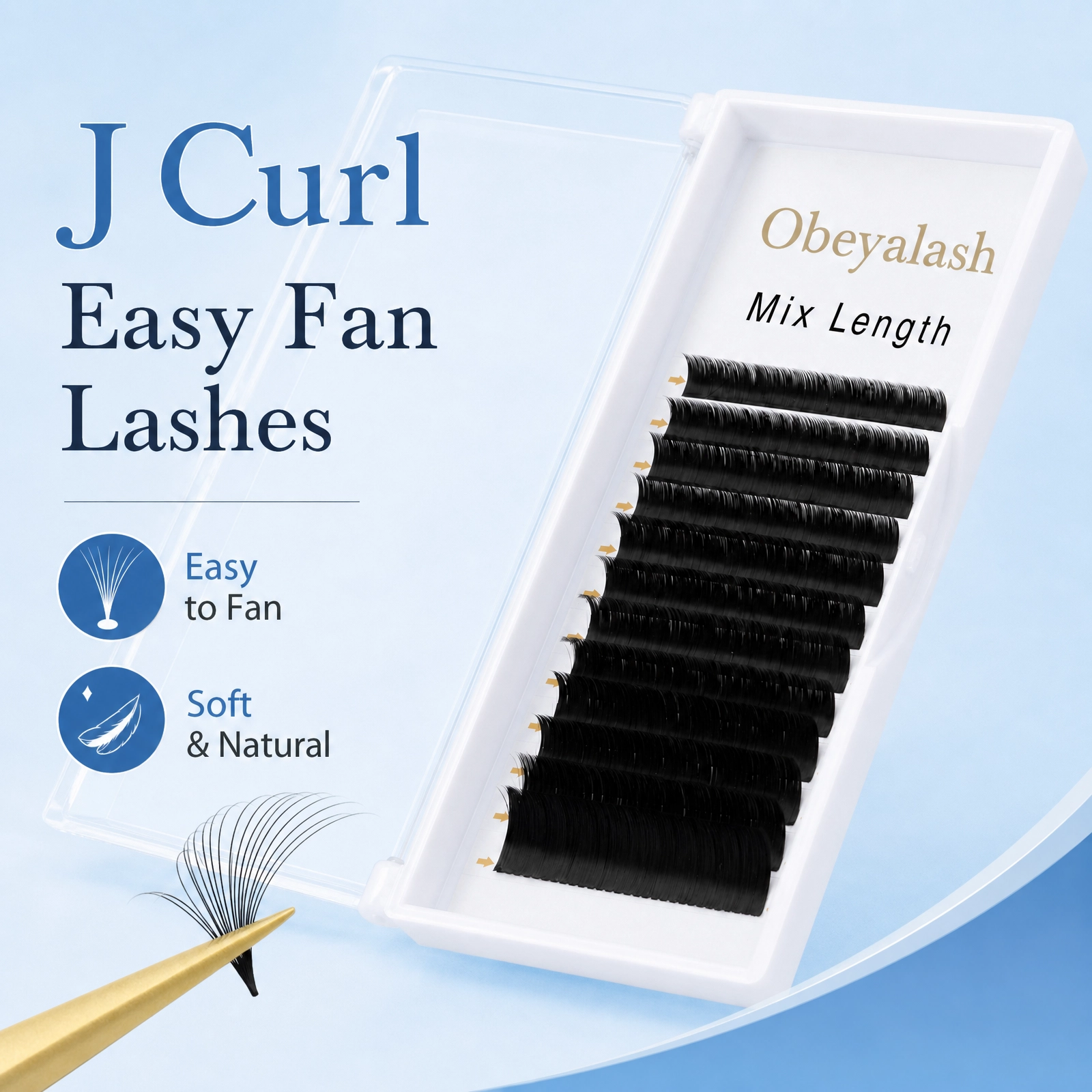 J Curl Easy Fan Lash Extension Wholesale | Lightweight Pre-Made Volume Lashes for Professional Lash Artists & Private Label Brands